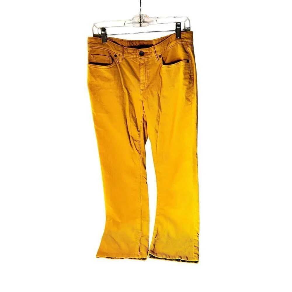 Lands End Mustard Yellow Gold Corduroy Straight Leg Cotton Stretch Pants Size 8P